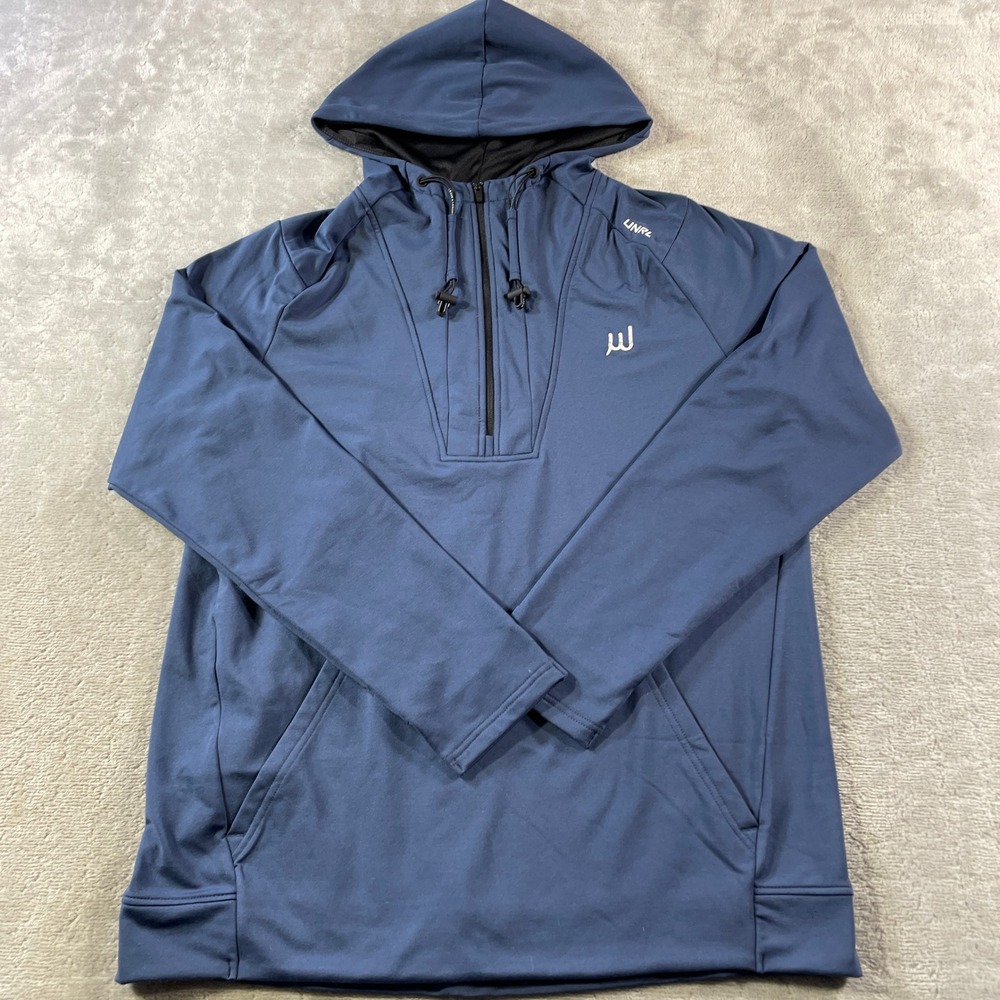 UNRL Hoodie Pullover Mens Medium Blue Quarter Zip Activewear Stretch Golf Pocket